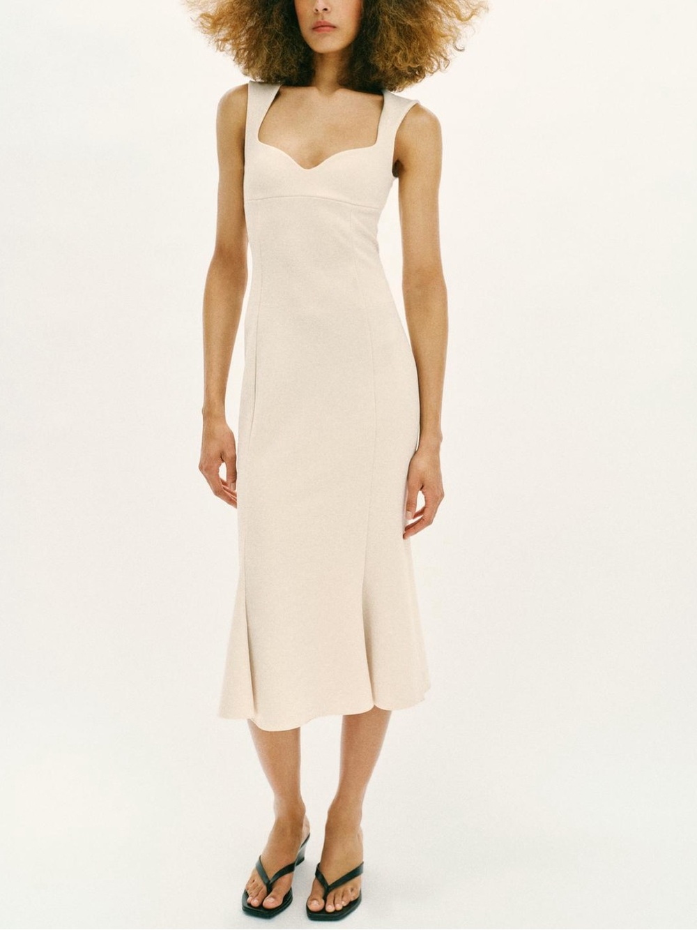 Zara Cream Square-Neck Midi Dress